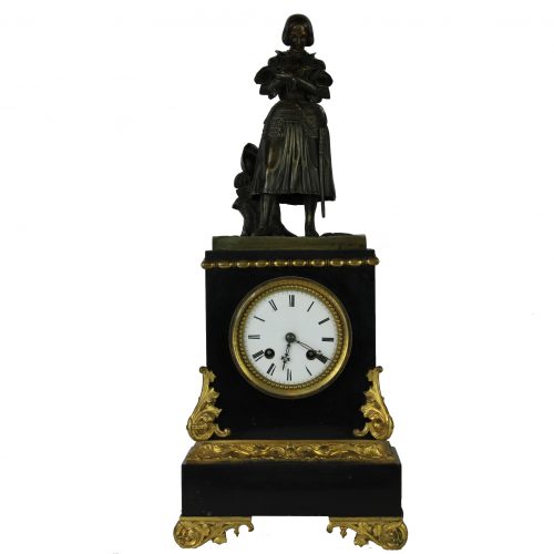Napoleon III stiliaus juodo marmuro laikrodis