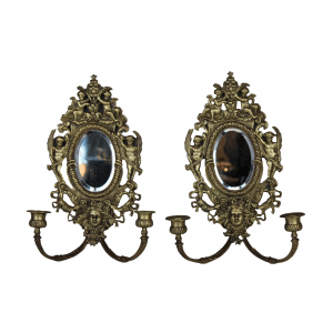 Louis XVI stiliaus sieninių veidrodžių su žvakidėmis pora