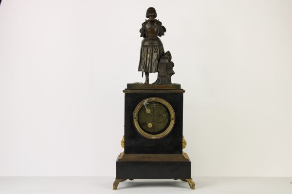 Napoleono III stiliaus bronzos ir marmuro laikrodis