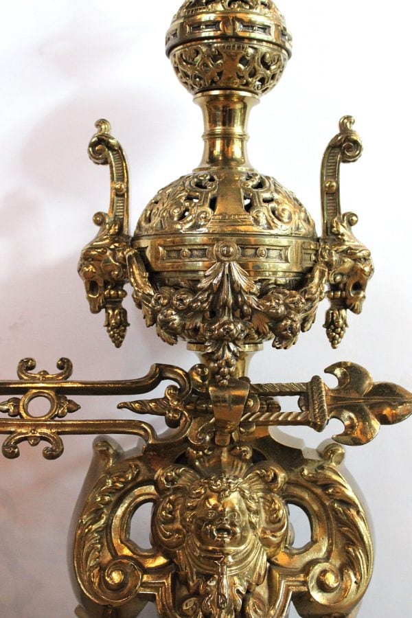 Napoleon III stiliaus žalvariniai židinio aksesuarai 1850-1870 m.