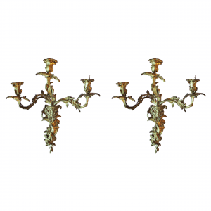 Rococo stiliaus paauksuoti sieniniai šviestuvai 19 a. pab.