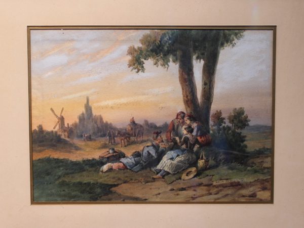 Antikvarinis paveikslas akvarele "Peizažas"