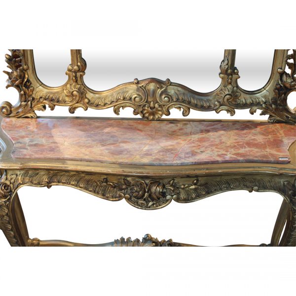 Rococo stiliaus antikvarinis veidrodis su konsole