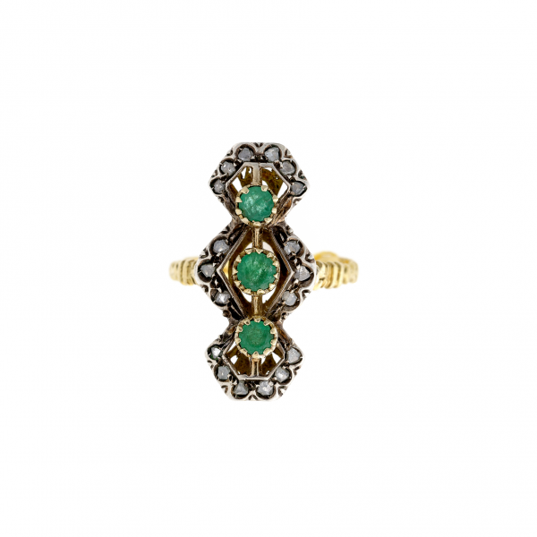 Napoleon III auksinis žiedas su smaragdais