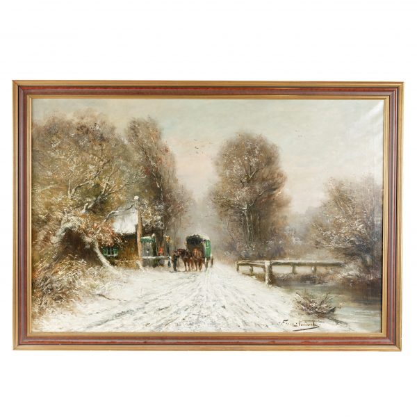 Antikvarinis F. Vandirsk paveikslas "Žiemos kelionė"