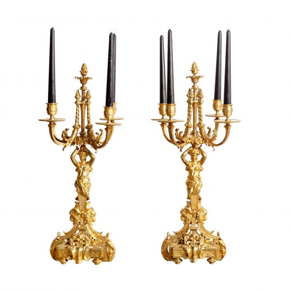 Napoleon III stiliaus paauksuotos žvakidės