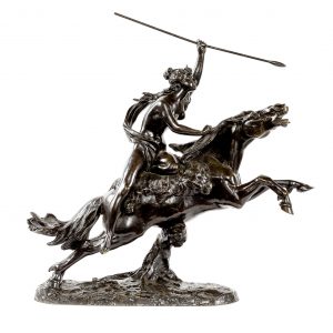 Bronzinė skulptūra "Moteris ant žirgo"