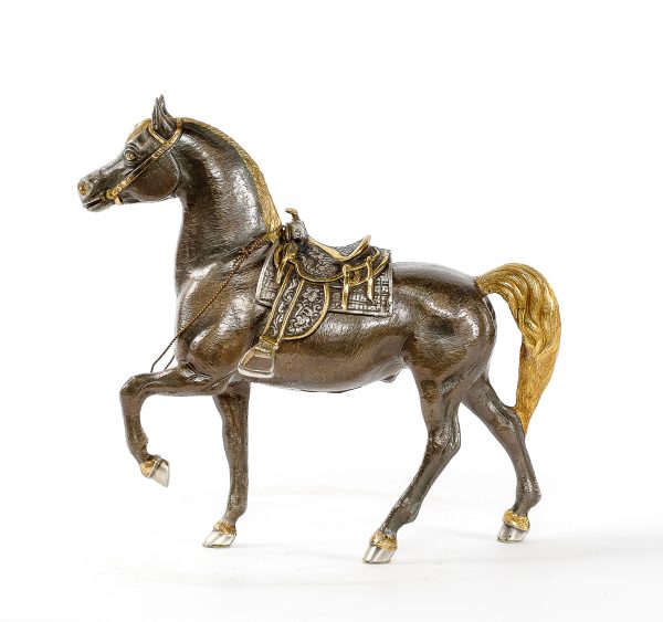 Bronzinė pasidabruota ir paauksuota skulptūra "Žirgas"