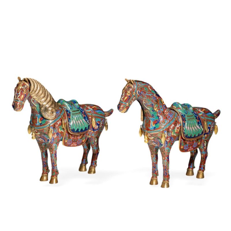 Cloisonne skulptūros "Žirgai". 20 a.