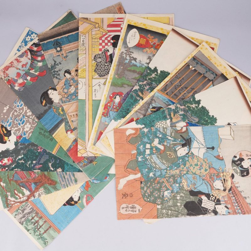 Utagawa mokyklos medžio raižinių printai Ukijo-e