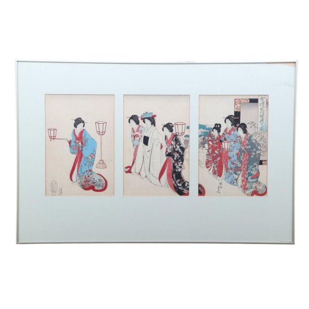 Toyohara Chikanobu triptikas „Ladies of the Court“