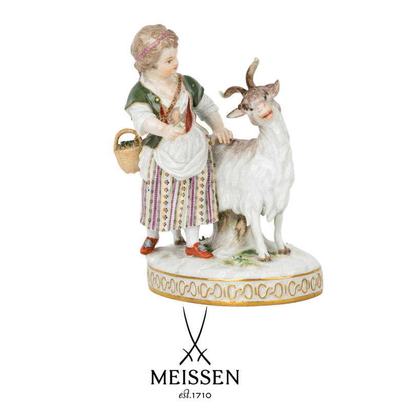 MEISSEN porcelianinė figūrėlė “Sodininkė su ožkele” 20 a. I pusė