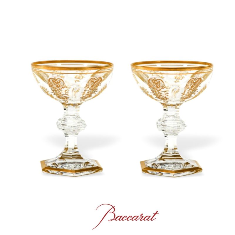 BACCARAT „Harcourt Empire“ krištolinės šampano coupe taurės, 20 a. II pusė